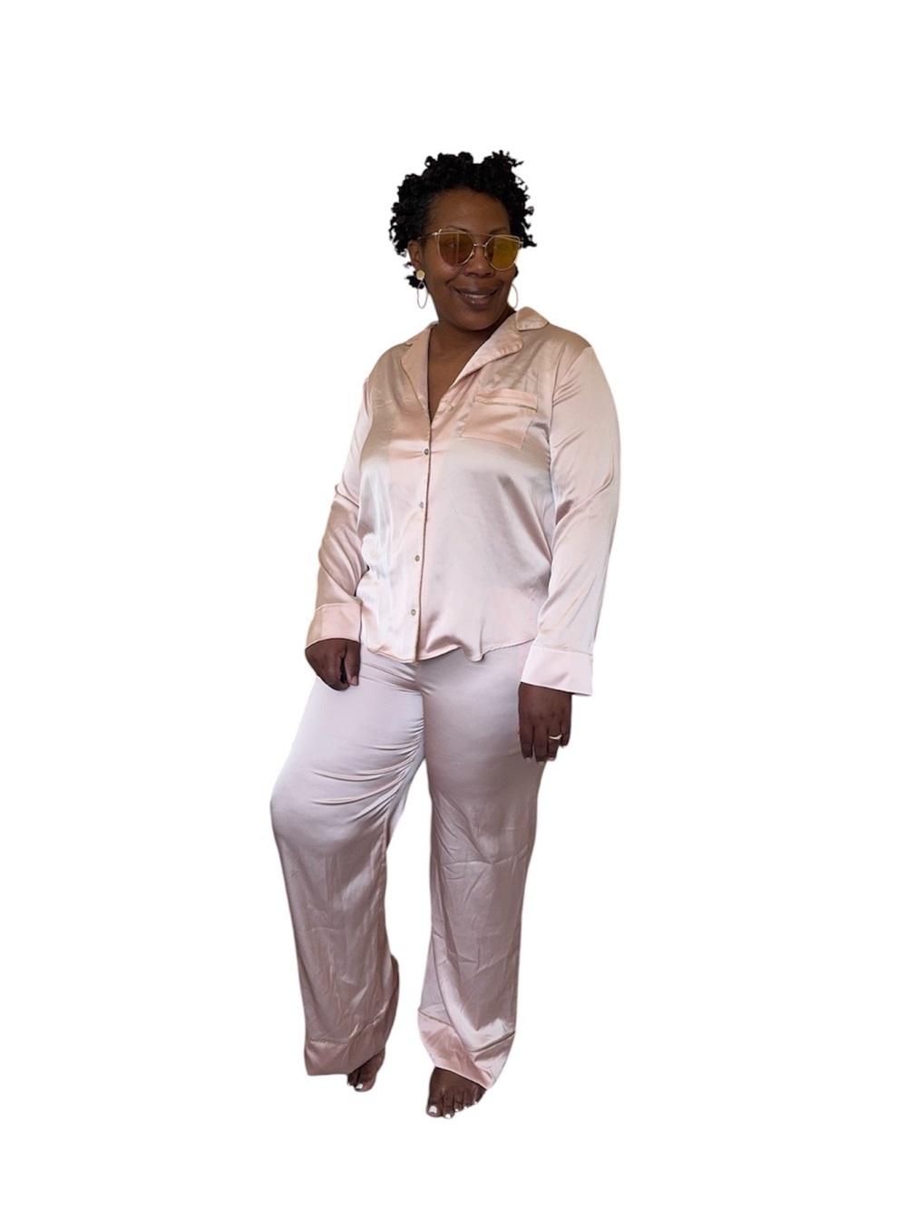 Soma Pajamas Satin Button Front Long Sleeve Pants Set